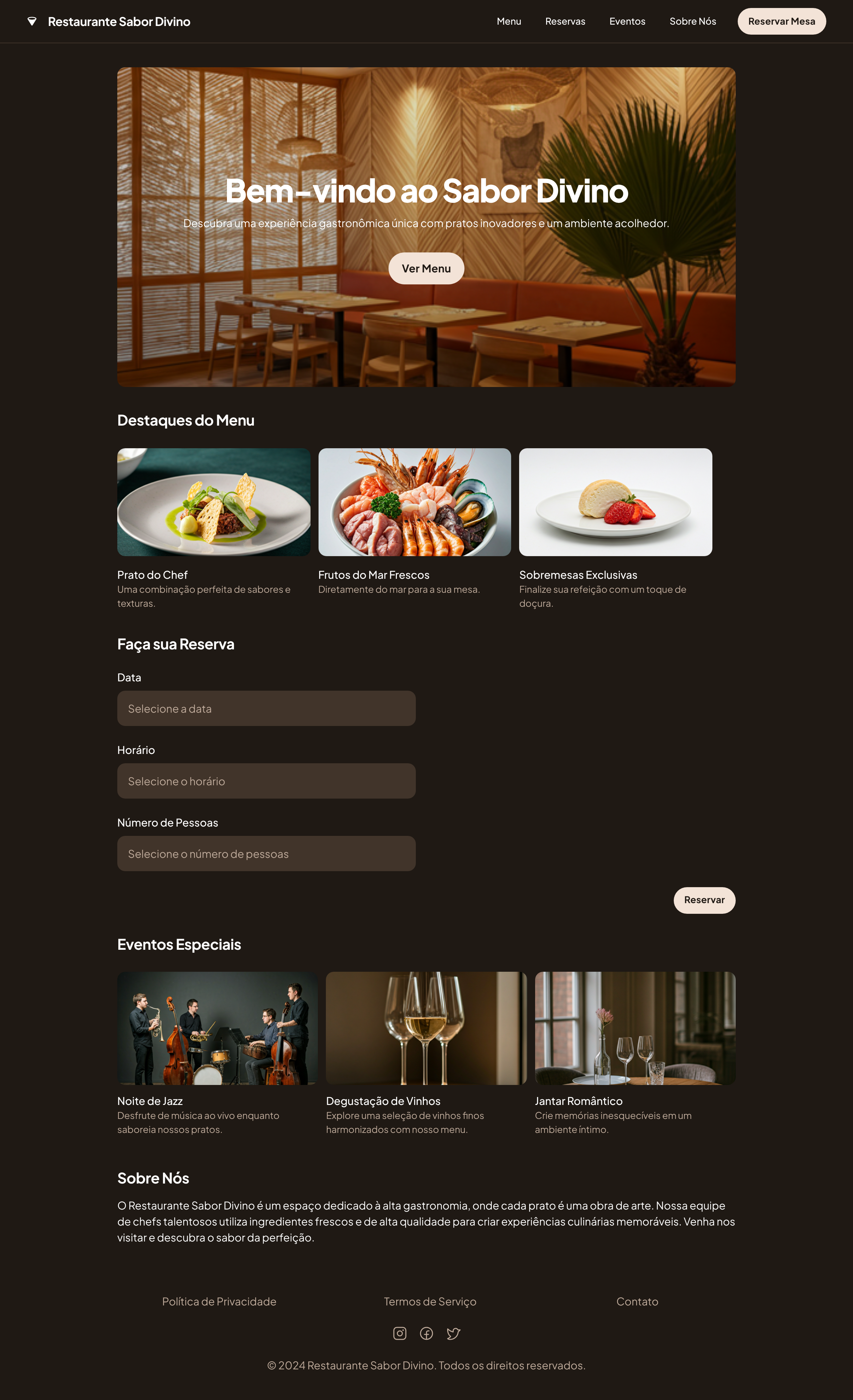 Projeto Restaurante Gourmet